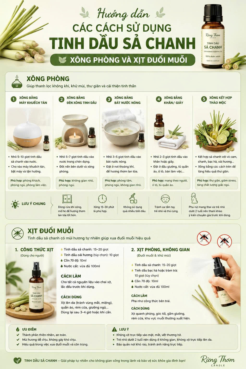hướng dẫn sử dụng tinh dầu xả chanh